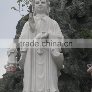Female Buddha Statue White Marble Stone Hand Carving Sculpture For Outdoor