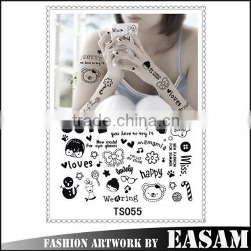 Easam hot selling temporary tattoo sticker/body tattoo art