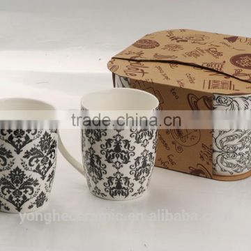 coffee mug set pack of 4 -black designs