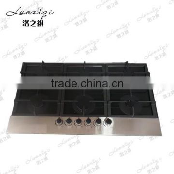 2016 european style 6 burner tempered glass surface stainless steel edge gas stove