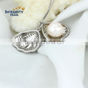 Natural freshwater pearl pendant 8.5-9mm AAA button 925 silver unique freshwater pearl pendant