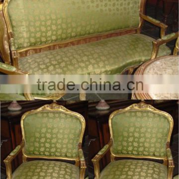 Green antique french salon set