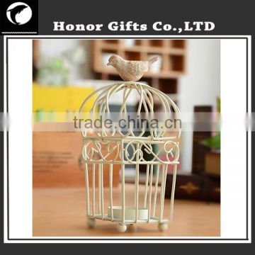 Fashionable Home Decoration Luky Metal Bird Cage Candle Holder