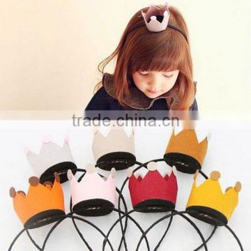 2017 new product hotsale wholesale China handmade wool party supply girls design colored round felt princess kids crown headband