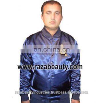 Dark Blue Satin Varsity Jackets / Custom Embroidery Satin Baseball Jackets