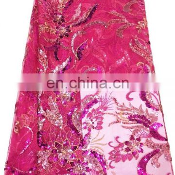 2014 latest african fushia pink dry lace fabric