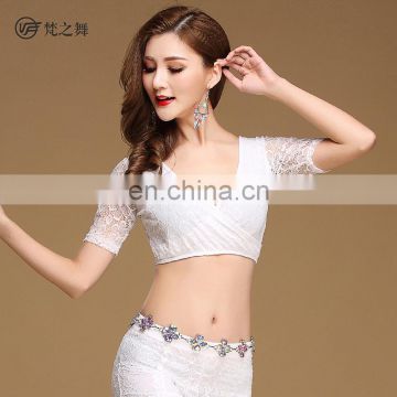 S-3104 Short sleeve sexy high lace spainish belly dance top cloth