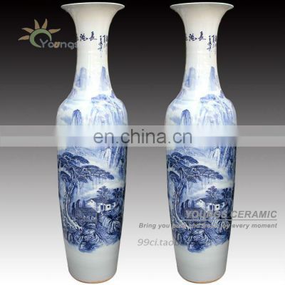 Chinese Luxury Big Floor Vases Blue And White Porcelain