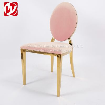 Pink Velvet Cushion Event Party Chairs Hotel Restaurant Stacking Design Gold Stainless Steel Banquet Chair