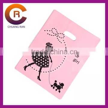 Pink Customize PE plastic foldable shopping bag