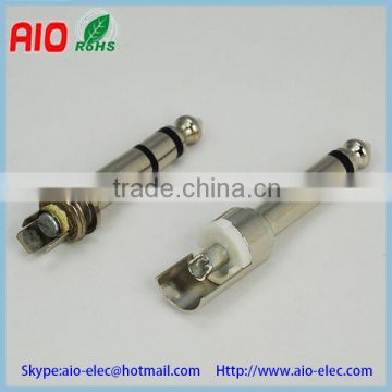 high quality nickel plated 1/4'' inch 6.35mm mono 2 pin male electric guitar plug connector with welding pieces
