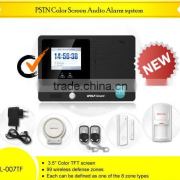Wireless intelligent PSTN alarm system with rechargeable battery and TFT colorful LCD display