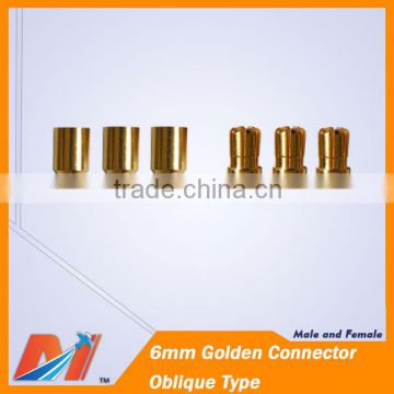 Maytech 6mm Golden Banana Connector Oblique Type male and female in pair
