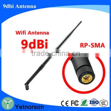 2.4G wireless small SMA connector WLAN/WIFI 9dBi rubber antenna with SMA/RP-SMA connector