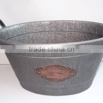 metal flower garden pot with leather handle