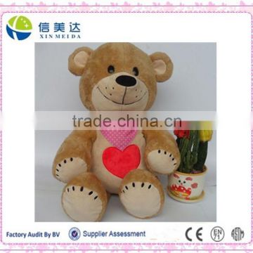 Smile teddy bear with heart beat plush stuffed toy