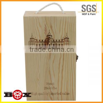 2015 Natural Wood Good Quality Handmade Unfinished Wooden Wine Box