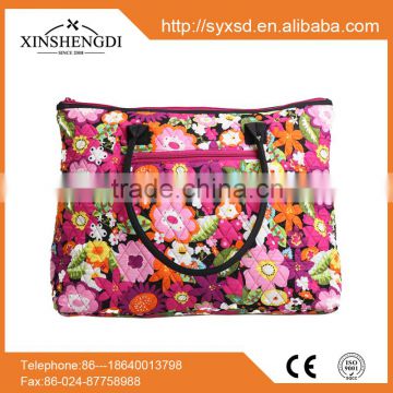 2016 Hot best selling 100% cotton high quality quilted fabric floral fashion fancy shopping tote ladies handbag