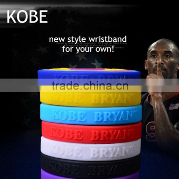 KOBE sport wristband,Emboss Silicone Wrist Band,Basketball Star Silicone Wrist Band