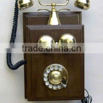 Antique telephone, Wooden old telephone, corded telephone, antique desk telephone,