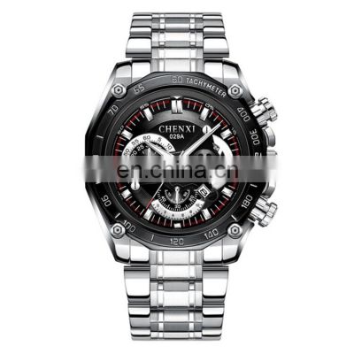 CHENXI 029A Design Men Quartz Watch Minute Second Stainless Steel Strap Luminous Analog Wrist Watches Organizer