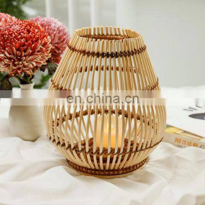 100% nature Candle Holder Rattan Natural Lantern Bamboo Candlestick Holder in Bulk European Style Vietnam Supplier