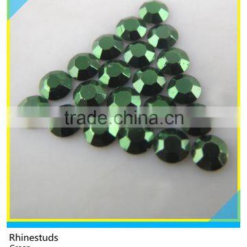 Hot Fix Octagonal Rhinestuds Green Flatback Dome Shape Rhinestuds