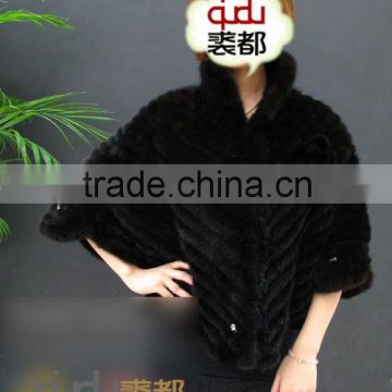 QD6405 Knit Mink Fur Jacket with Short Sleeves