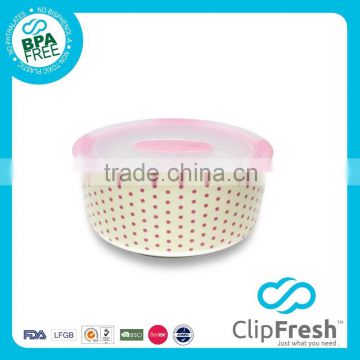 Clip Fresh Ceramic Round Food Storage(Push button) 1.5L