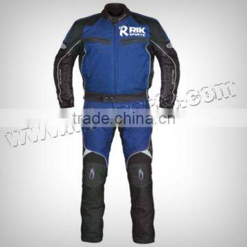 Motorbike Cordura Suit Blue & Black Made of 100% polyester 600D Cordura, micro fleece lined rolled collar