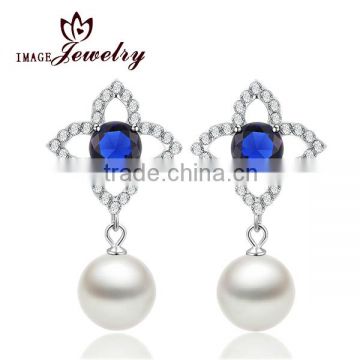 2014 new Silver zircon pearl earrings high-end wedding earrings jewelry