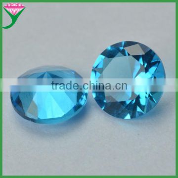 bulk wholesale colored aquamarine round cut decorative glass gems, glass gemstone