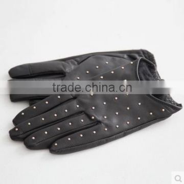 sexy fashion studded short driving leather gloves