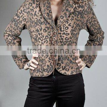 50%wool-50%acrylic Tiger design knitted women's jacket