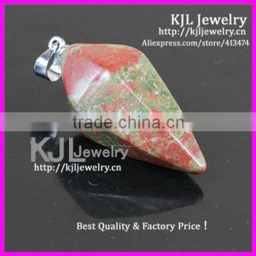 KJL-A0348 Charm Natural poppy Druzy Stone Hexagon pyramid Stone Beads Agate Pendant Jewelry For Necklace