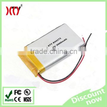 High capacity 3.7V 3000mAh Rechargeable Lithium Polymer Battery 844271