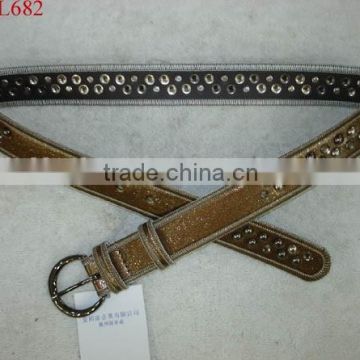 Women studded Diamond rivet pu belt