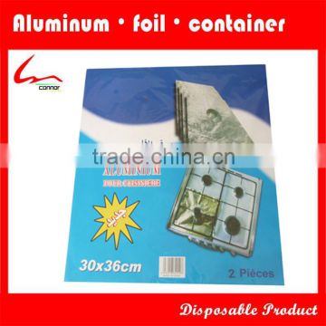 20mic Disposable Aluminium Foil Gas Top Stove Protector 50x60 with 4 Holes