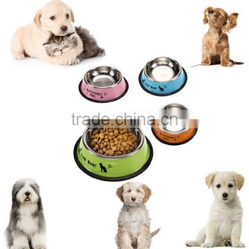 New Arrival Stainless Steel Anti-skid Pet Dog Cat Food Water Bowl Pet Feeding Bowls Tool Dia 11cm