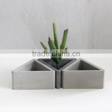 Triangle shape plain concrete interior waterproof bare concrete flower pot