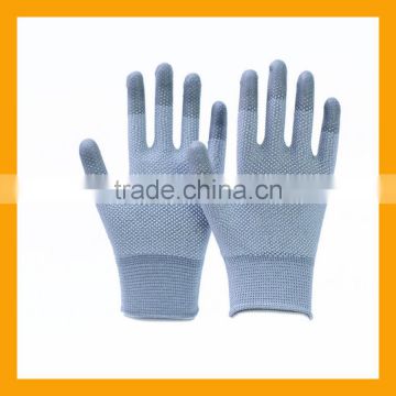 Polyester Carbon Fiber ESD Palm Dotted Gloves PU Top Fit Antistatic Gloves