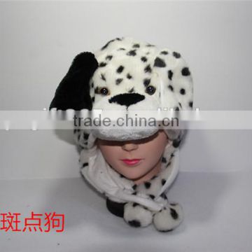 Cartoon Animal Dot Dog Plush Warm Hat With Ear Poms