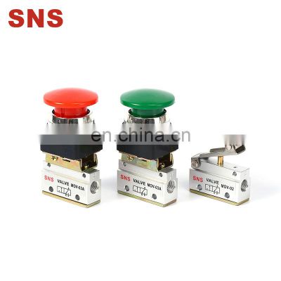 SNS MOV Series aluminum alloy pneumatic hand control air mechanical valve with push button