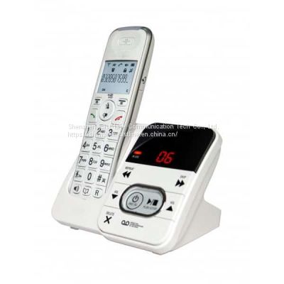 Amplified cordless telephone with integral answering machine