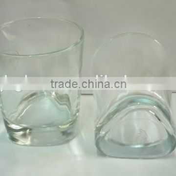 drinking glass cup/ glass milk tea cup/ triangle shape glass mug