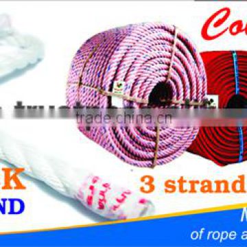 3 strands polypropylene marine pp rope with UV protection and waterproof