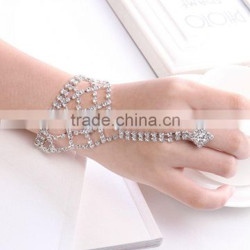 Unique Design Women Sexy Finger Top Grade Crystal Indian Ring Bracelet