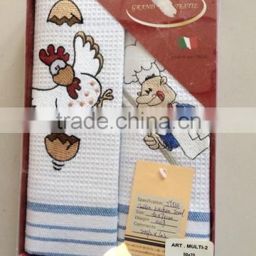 China supplier ty550 white waffle e mbroidery tea towel