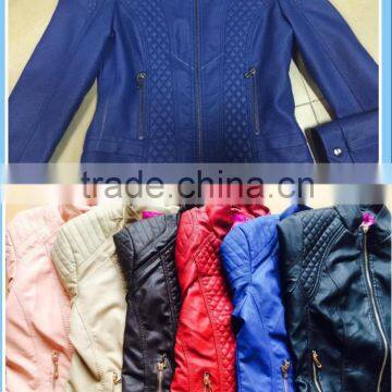 2015 new fashion pu leather jacket for women