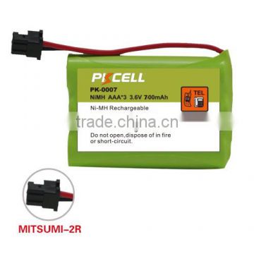 Cordless Phone Battery of NI-MH AAA Rechargeable Battery Pack 3.6V 700mAh